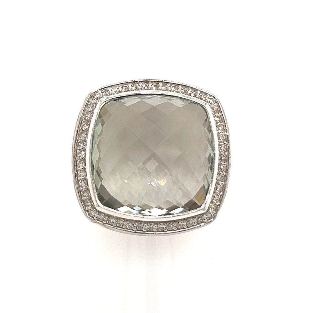 David Yurman estate prasiolite ring with diamonds